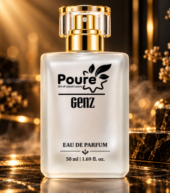 Poure GenZ Perfume (Specially for GYMS, Warm Spices, Vanilla & Leather) An alluring fragrance that opens with warm spices and rich woody accords, creating a bold and sophisticated first impression. At its heart, creamy vanilla blends seamlessly with golden amber, adding a smooth, sensual warmth. The scent settles into a distinctive combination of luxurious leather and fresh accords, leaving an elegant and captivating trail. Refined, powerful, and effortlessly luxurious, this fragrance is perfect for those who appreciate depth, character, and timeless sophistication. Pack: 50ml SKU : CH-020-OP-03.00