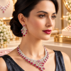 Premium American Diamond CZ Necklace Set for Women | Luxury Bridal Wedding Jewellery Set | Party Wear Crystal Necklace & Earrings SKU : 19NK-1990-OP-17.49