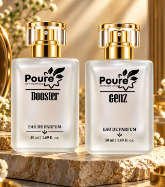 Ships in 5 working day(s) COMBO (Specially For GYMS Pack of 2) Poure GenZ + Booster Perfume Combo Box (Specially for GYMS, Warm Spices, Vanilla & Leather) 50 ml Each Poure GenZ is a bold, energizing fragrance featuring warm spices, creamy vanilla, and rich leather accords. Crafted for an active lifestyle, it delivers a confident, refined scent that keeps you feeling fresh and ready to take on the day. Poure Booster is an invigorating blend of sparkling citrus, warm spices, and earthy patchouli. Designed for an active lifestyle, it delivers a bold, refreshing scent that keeps you feeling confident and energized throughout your workout and beyond. Pack: 50ml + 50ml Combo Box SKU : Fra-01-100-26