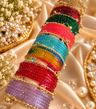 Ships in 5 working day(s) New Kashmiri Ghunghroo Bangles Set | 8 Color Combo Bridal Bangles | Flower Design Traditional Jewellery for Women SKU : CH-002-OP-08.50
