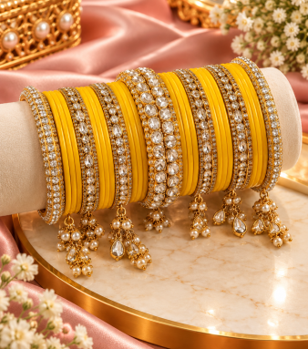 Pakistani Pearl Pacheli Bangle Kada Set, Indian Chura Set, Bridal Chura, Weddings Jewelry Set, Kada Set, Bridal Bangle SKU : libasaa00596
