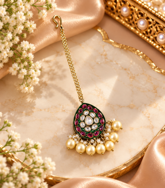 Indian Drop Stone Work Maangtikka For Women SKU : Poure001188-3