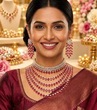 Victorian American Diamond Premium Necklace Set With Earning Luxury Bridal & Wedding Party Wear Jewellery for Women