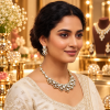 Kundan Necklace Set with Matching Earrings | Indian Jewellery Gold-Toned Finish Traditional Necklace Set | Wedding & Party Wear Indian Necklace Set