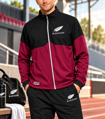 BLACKLEAF Premium Sports Tracksuit for Men – Stylish, Comfortable & Performance-Ready BLACKLEAF Premium Tracksuit – Style Meets Performance Upgrade your athletic wardrobe with the BLACKLEAF Premium Tracksuit, designed for the perfect blend of style, comfort, and performance. Featuring a modern black-and-burgundy color combination, a sleek stand collar, a smooth front zipper, and signature logo detailing, it delivers a sporty and stylish look. Lightweight, comfortable, and versatile, it’s ideal for workouts, outdoor activities, travel, and everyday casual wear.