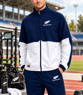 BLACKLEAF Premium Sports Tracksuit for Men – Stylish, Comfortable & Performance-Ready Ships in 5 working day(s) BLACKLEAF Premium Sports Tracksuit for Men – Stylish, Comfortable & Performance-Ready BLACKLEAF Premium Tracksuit – Style Meets Performance Upgrade your athletic wardrobe with the BLACKLEAF Premium Tracksuit, designed for the perfect blend of style, comfort, and performance. Featuring a modern black-and-burgundy color combination, a sleek stand collar, a smooth front zipper, and signature logo detailing, it delivers a sporty and stylish look. Lightweight, comfortable, and versatile, it’s ideal for workouts, outdoor activities, travel, and everyday casual wear.