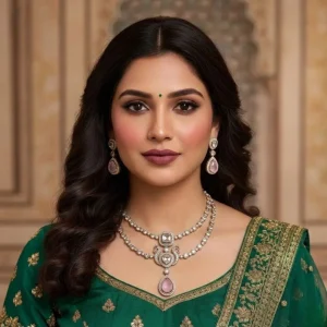 American Diamond Double Layer Necklace Set with Pink Teardrop Pendant & Matching Earrings | Elegant Bridal & Party Wear JewellerySKU : 19NK-2382-OP-13.49